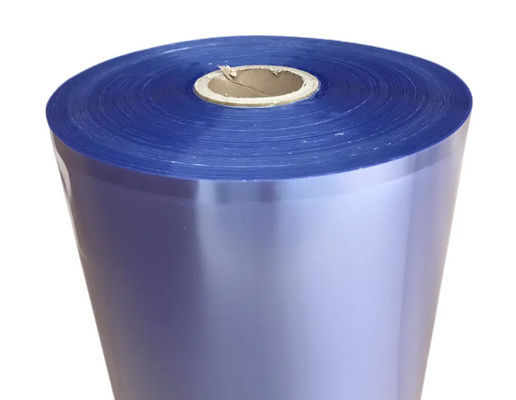 19 micrones PVC transparente de película de envoltura de contracción rollo de doblado central contracción a baja temperatura