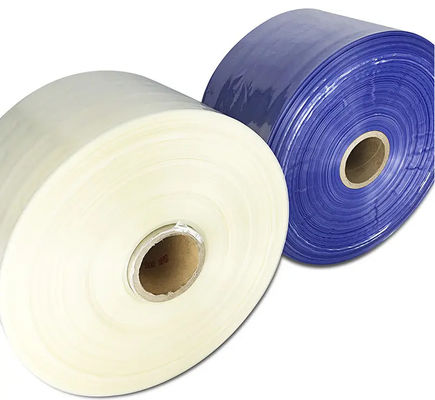 19 micrones PVC transparente de película de envoltura de contracción rollo de doblado central contracción a baja temperatura