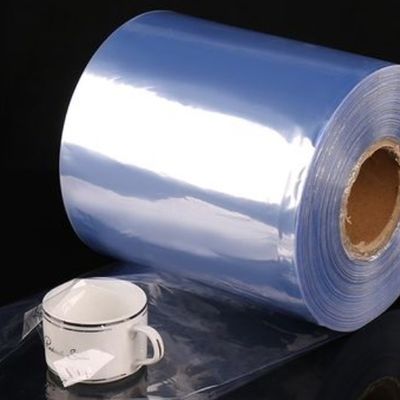 Película de envase de PVC térmico transparente de contracción centrífuga, rollo de película de embalaje de PVC de contracción