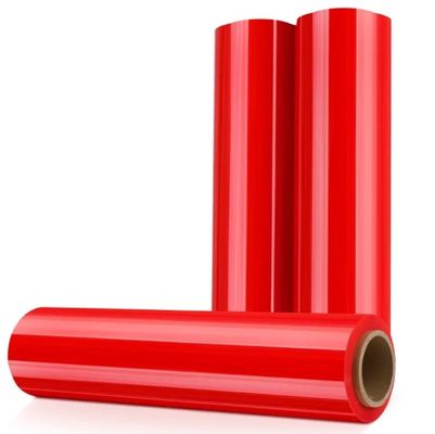 Color rojo Película de estiramiento LDPE de 30 micras Película de estiramiento flexible de envoltura de paletas