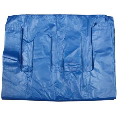 Bolsas de plástico de transporte de tipo chaleco azul OEM 0.03 mm de grosor Bolsas de plástico grandes de comestibles