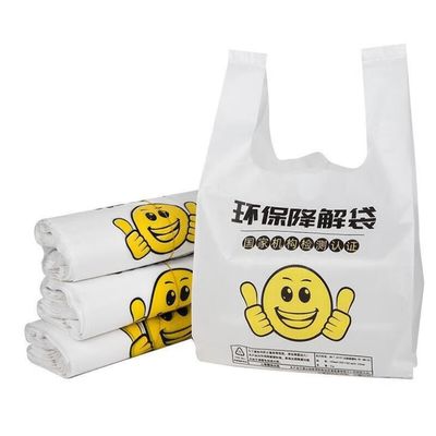 Bolsas de compras biodegradables personalizadas Bolsas de transporte de chalecos biodegradables de 13 micrones