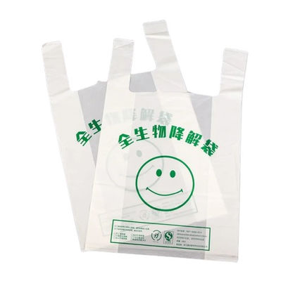 Bolsas de compras biodegradables blancas y verdes Bolsas de plástico biodegradables para alimentos reutilizables