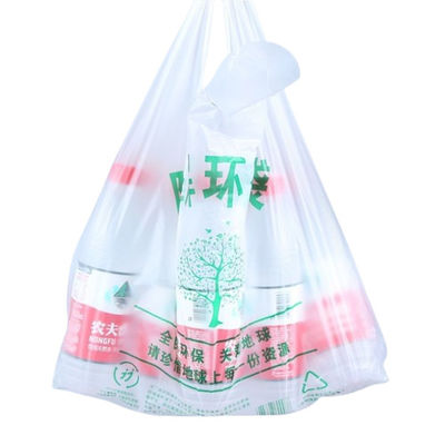 Bolsas de compras biodegradables blancas y verdes Bolsas de plástico biodegradables para alimentos reutilizables